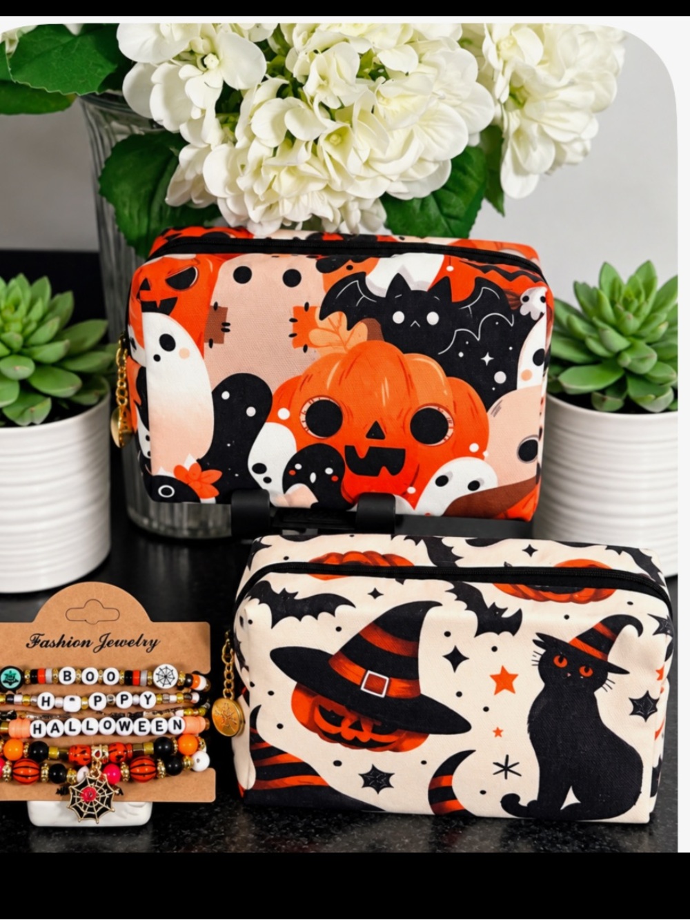 Halloween Makeup Bags/Pouch & 6 Piece Bracelet Set NWOT - Picture 6 of 6